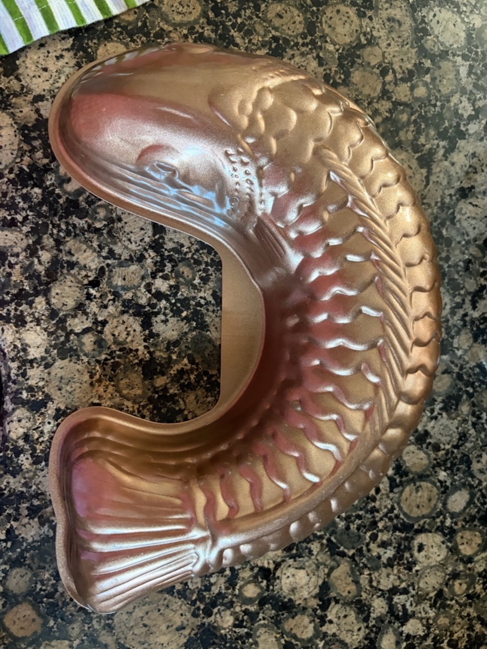 Vintage copper fish shaped  mold